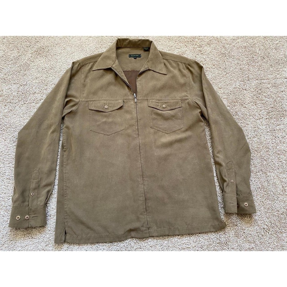 Cotton Reel Shirt Men Medium Faux Suede Polyester Zip Up Chest Pockets SKU19
